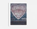 Mid-century heart signage, "Heywood Shoes" photography print | Photography by PappasBland. Item composed of paper in mid century modern or industrial style