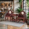 Imperial Cinnabar Ironwood Lingzhi Taishi Chair Trio Set | Armchair in Chairs by Dynasty Artisan. Item made of wood works with contemporary & eclectic & maximalism style