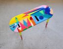 Colorful Epoxy Resin Boho Side Table | Tables by Epoxy Coffee Table Shop. Item composed of wood in boho or contemporary style