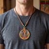 Zodiac Horse Mahasthamaprapta Thangka Art Pendant Art | Ornament in Decorative Objects by Dynasty Artisan. Item composed of metal compatible with contemporary and eclectic & maximalism style