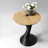 Black Stone & Oak Column Side Table - Still Series | Tables by Donatas Žukauskas. Item composed of oak wood and concrete in minimalism or contemporary style