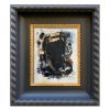 Abstract Black and White Painting in Vintage Mahogany Frame | Oil And Acrylic Painting in Paintings by Suzanne Nicoll Studio. Item made of wood works with mid century modern & contemporary style