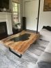 Spalted Maple Coffee Table With CNC Engraved Lake Tahoe | Tables by Chagrin Valley Custom Furniture. Item made of maple wood & steel