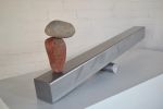 Seeking Balance #3 | Sculptures by Barry Namm Art. Item made of steel & stone