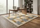 Handmade Moroccan Wool Rug, Grey & Gold | Area Rug in Rugs by Berber Luxe. Item composed of wool in boho or art deco style