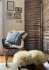 Wool Shearling & Selvage Stripe Denim Pillow | Pillows by Grange Home. Item compatible with boho and contemporary style