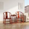 Legacy Minimalist Ming Scholar Horseshoe Armchair Trio Set | Chairs by Dynasty Artisan. Item composed of wood in minimalism or contemporary style
