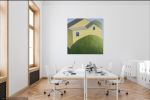 'Green Trees Yellow Barn' oil painting by Scott Redden | Oil And Acrylic Painting in Paintings by Scott Redden. Item composed of linen & synthetic