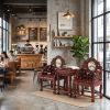 Imperial Cinnabar Ironwood Lingzhi Taishi Chair Trio Set | Armchair in Chairs by Dynasty Artisan. Item made of wood works with contemporary & eclectic & maximalism style