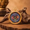 Kalachakra Mandala Thangka Pendant Amulet Art | Ornament in Decorative Objects by Dynasty Artisan. Item made of metal works with contemporary & eclectic & maximalism style
