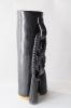 Handmade Ceramic Vase #696 in Black with Charcoal Tencel | Vases & Vessels by Karen Gayle Tinney. Item composed of stoneware in minimalism or contemporary style