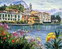 Lovely Lake Como | Oil And Acrylic Painting in Paintings by Lisa Elley ART. Item composed of synthetic
