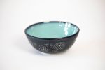 Turquoise & Black Deep Serving Bowl With Hand Carved Design | Serveware by Tina Fossella Pottery. Item made of ceramic