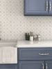 Geometric Pearl White Thassos Shell Backsplash | Tile Club | Tiles by Tile Club. Item made of marble