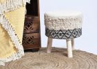 Artisanal Crafted Handloom Wood Stool_ Mango wood chair | Chairs by Humanity Centred Designs. Item made of wood with cotton works with boho & minimalism style