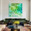 Green Day | Oil And Acrylic Painting in Paintings by Eugenie Diserio. Item made of canvas works with mid century modern & contemporary style