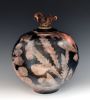 Stoneware vessel urn sagger raku fired B306 250 cubic inches | Vase in Vases & Vessels by Ron Mello Studio Art. Item made of wood with brass