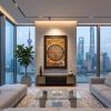 Imperial Yunjin Silk Kalachakra Mandala Thangka | Embroidery in Wall Hangings by Dynasty Artisan. Item made of wood with fabric works with eclectic & maximalism & asian style
