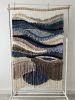 Modern Handwoven Wall Hanging for Boho Home "Earth & Sea" | Wall Hangings by Tissage Sauvage. Item composed of wood & cotton compatible with boho and country & farmhouse style