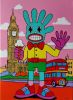 Mr. Fivebunny in Simulacrland: London | Oil And Acrylic Painting in Paintings by Berezart. Item made of canvas compatible with contemporary and urban style
