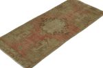 Vintage Turkish Rug in Pink with Green & Cream Floral | Area Rug in Rugs by Rug and Kilim