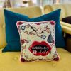 hand-embroidered needlepoint F-BOMBS original pillow | Pillows by Mommani Threads. Item made of wool compatible with boho and contemporary style