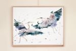 Herons in Flight No. 8 : Original Watercolor Painting | Paintings by Elizabeth Becker. Item composed of canvas in minimalism or contemporary style