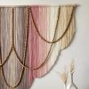 Pastel Modern Boho Aesthetic Fiber Art Wall Hanging | Macrame Wall Hanging in Wall Hangings by Mercy Designs Boho. Item made of birch wood with fiber works with boho & minimalism style