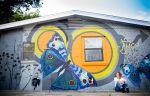 Butterfly Mural Painted for First City Art Center-Pensacola, Florida | Street Murals by Cindy Mathis Murals and Fine Art | First City Art Center in Pensacola. Item made of synthetic