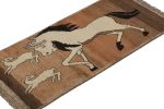 1950s Vintage Persian Tribal Rug in Brown with Horse | Area Rug in Rugs by Rug and Kilim