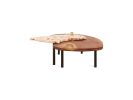 Coral - Adjustable Stone & Mahogany Coffee Table | Tables by HERBEH WOOD. Item composed of wood and brass in minimalism or contemporary style