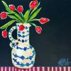 Midnight Tulips | Mixed Media by Nicole Simms. Item made of canvas