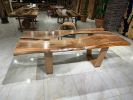 Special Ultra Transparent Resin Desk, Christmas Gift | Dining Table in Tables by Gül Natural Furniture. Item composed of walnut in country & farmhouse or japandi style