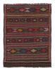 Vintage Persian Soumak Kilim, Deep Brown with Jewel Tone | Area Rug in Rugs by Rug and Kilim