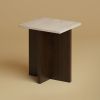 Travertine and Smoked Oak Nightstand - TINOS by Lebanto | Storage by Lebanto. Item made of oak wood with marble works with minimalism & contemporary style