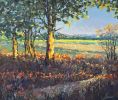 "Golden Hour of Early Autumn" original palette knife oil | Oil And Acrylic Painting in Paintings by OXYPOINT. Item composed of wood and canvas in contemporary or modern style