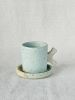 Seafoam - Twiggy Espresso cup & Saucer | Drinkware by Tomoko Ceramics | Oakland in Oakland. Item made of stoneware works with mid century modern & contemporary style