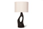 Amorph Helix Table Lamp Solid Wood, Ebony Finish with Ivory | Lamps by Amorph. Item composed of wood & synthetic