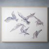 Seagulls in Flight : Original Watercolor Painting | Paintings by Elizabeth Beckerlily bouquet. Item made of paper works with minimalism & contemporary style