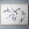 Seagulls in Flight : Original Watercolor Painting | Paintings by Elizabeth Becker. Item made of paper works with minimalism & contemporary style
