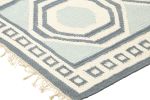 Vintage Dhurrie Rug in Blue, Beige and Cream Medallions | Area Rug in Rugs by Rug and Kilim