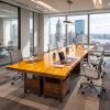 Bespoke Live Edge Ming Single Slab Executive Desk & Table 3 | Conference Table in Tables by Dynasty Artisan. Item made of wood works with minimalism & contemporary style